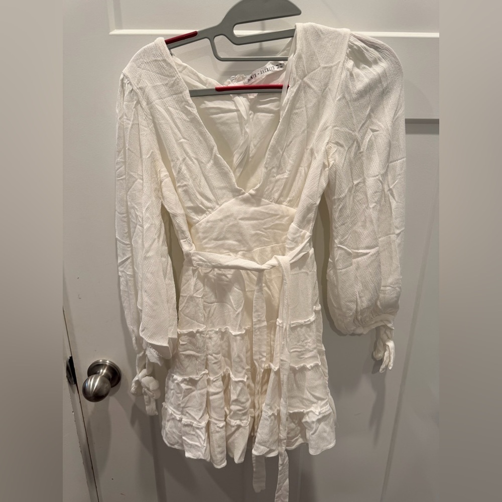 Saints + Secrets White Boho Wrap Dress | Long Sleeve Mini Size M